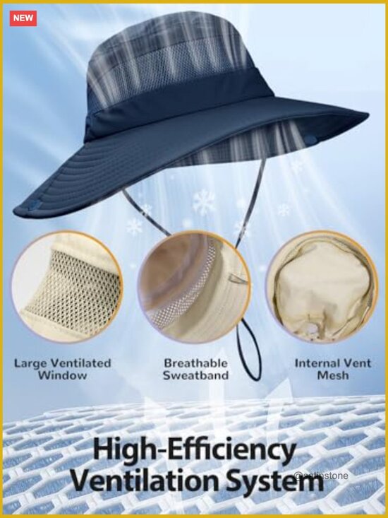 UPF 50+ Waterproof Fishing Safari Sun Hat with Ponytail Hole main image 7